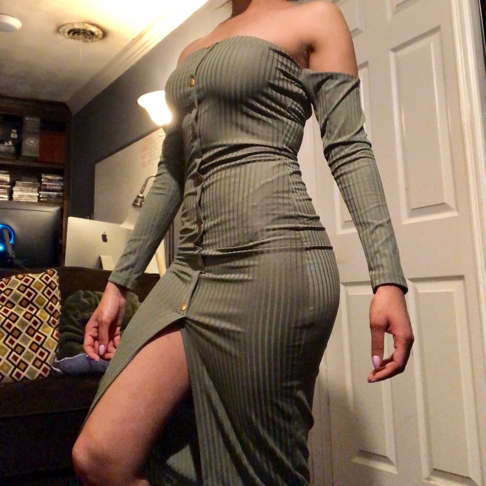 ASOS olive green bodycon dress